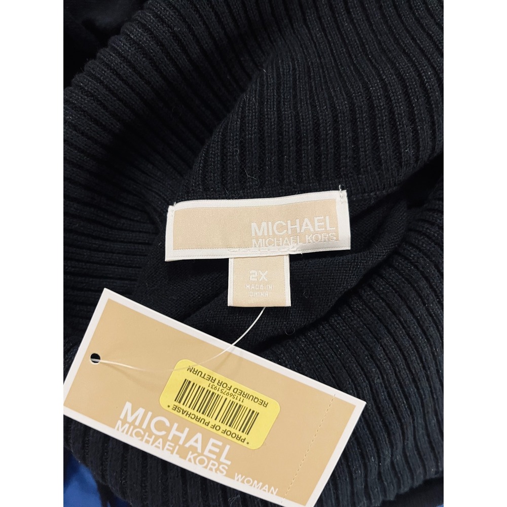 Michael Kors Sweater 2X Black Fringe Hem Draped Boho Cowgirl Western Luxury NEW - Picture 5 of 6